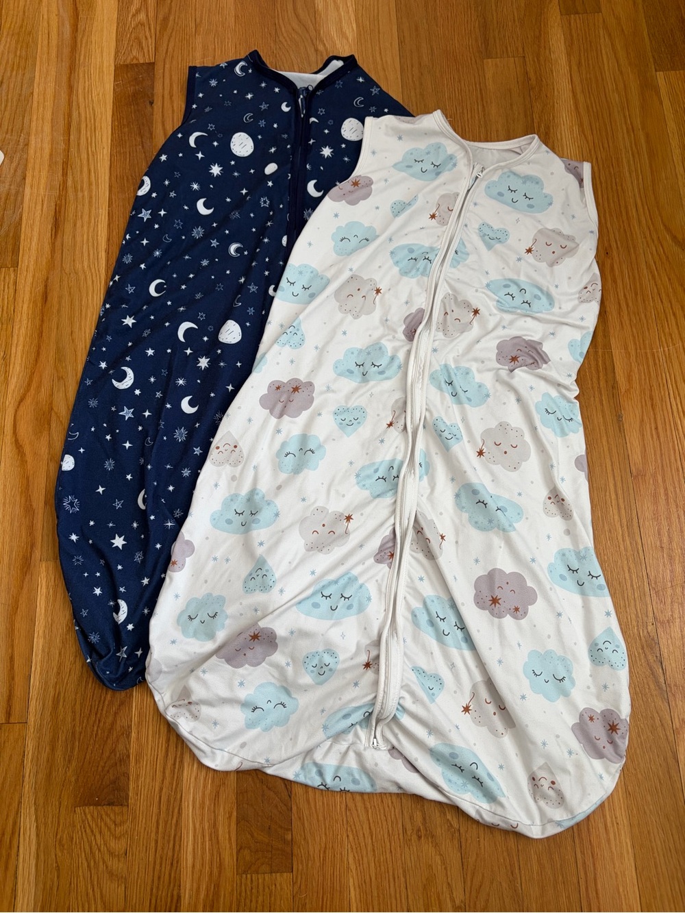 2-Pack Baby Sleep Sacks - Navy Moon & White Cloud Prints